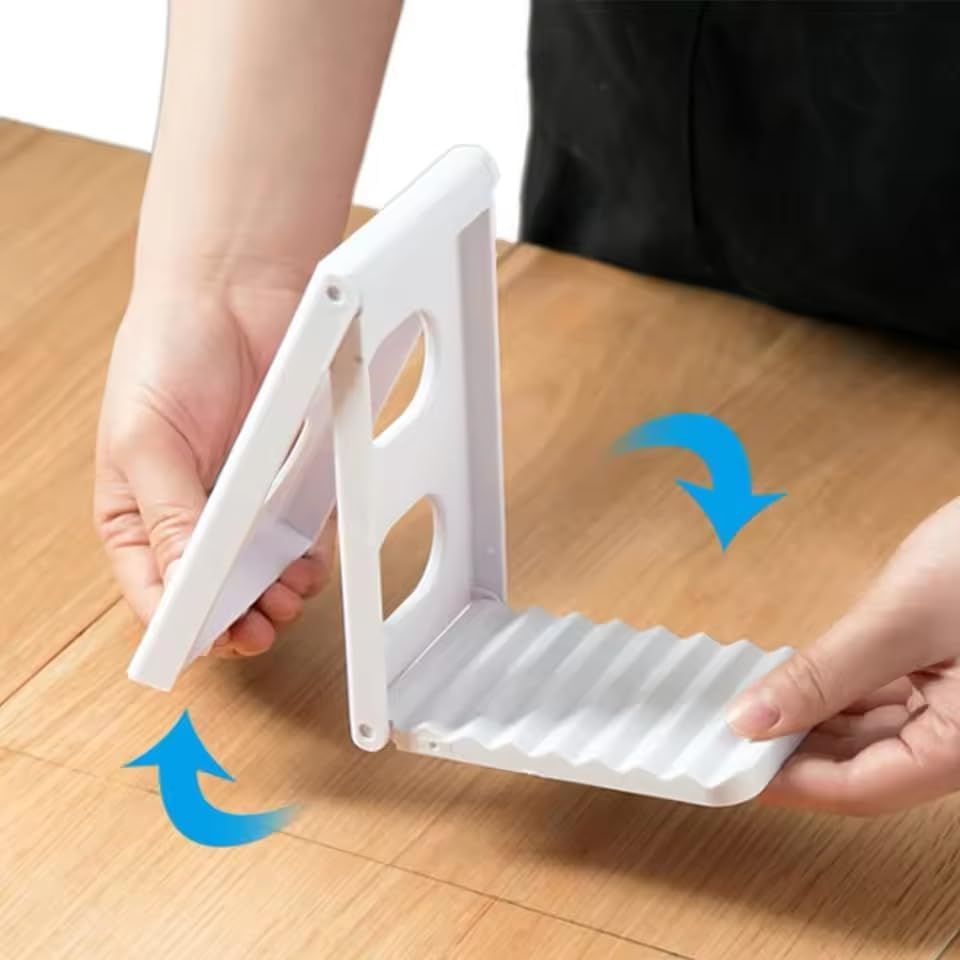 رف تجفيف أطباق بلاستيكي قابل للطي للمطبخ