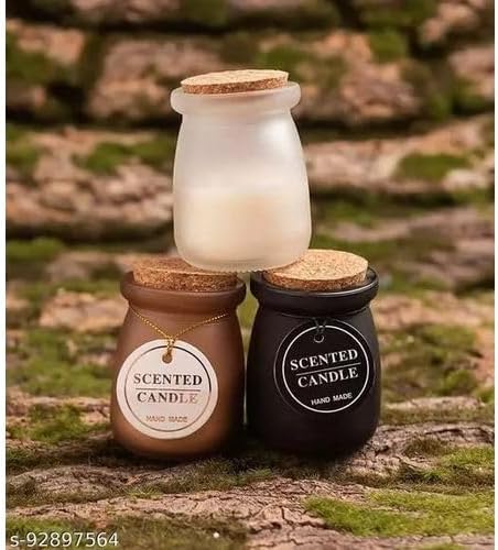 شمع معطر كبير الحجم في برطمان زجاجي بغطاء خشبي –  قطعه واحده