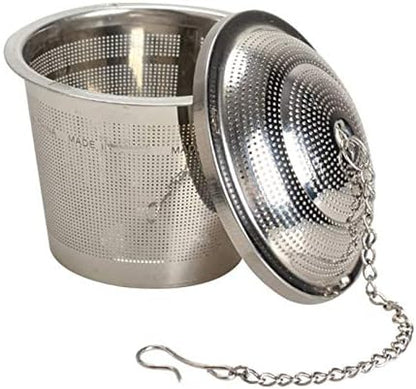 مصفاة شاي معدنية مع غطاء وسلسلة