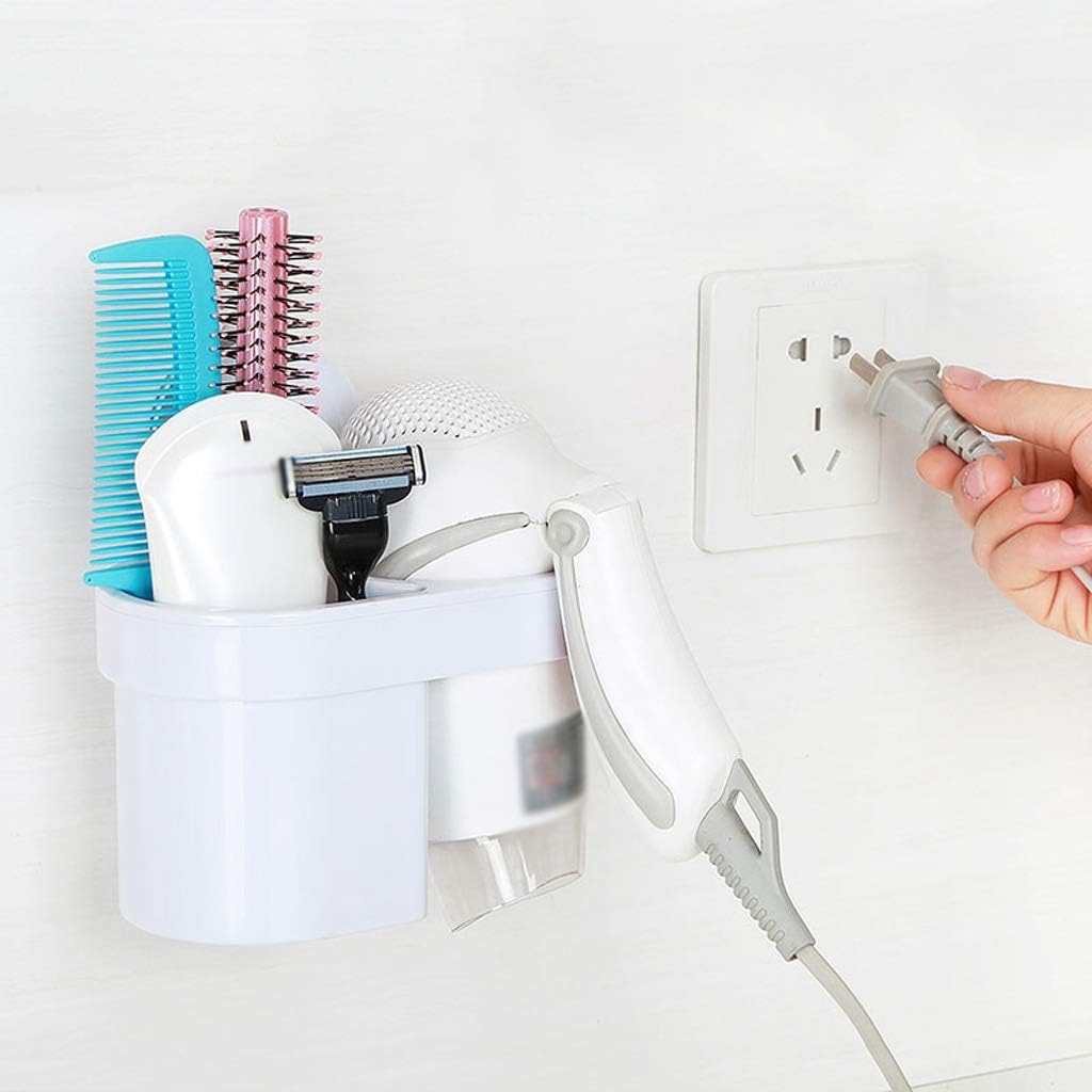 حامل مجفف شعر بمثبت شفط – منظم أدوات تصفيف الشعر وإكسسوارات الحمام