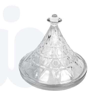 طبق حلوى زجاجي شفاف مع غطاء أنيق