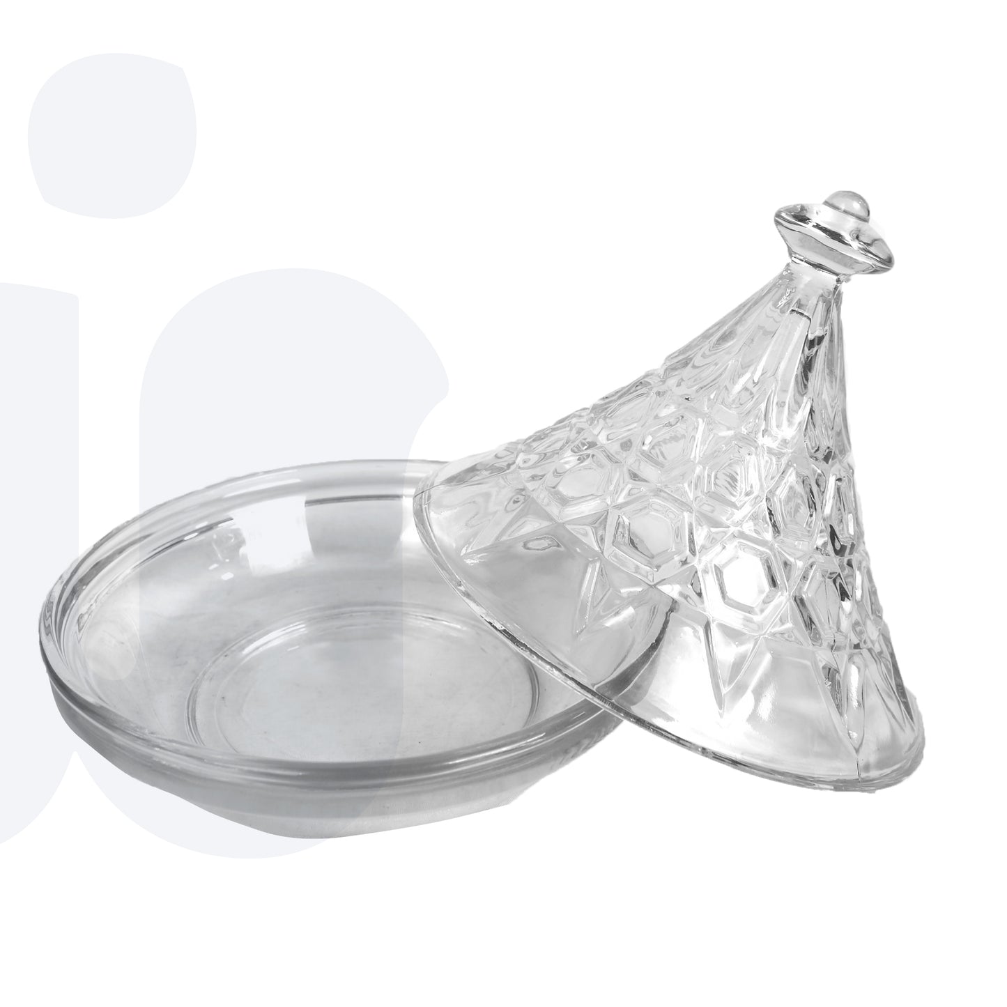 طبق حلوى زجاجي شفاف مع غطاء أنيق