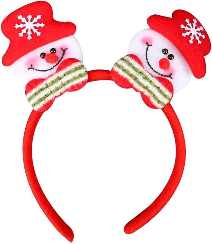 طوق رأس بقرون غزال بتصميم احتفالي – أكسسوار كريسماس ممتع مع لمسات سانتا كلوز لحفلات عيد الميلاد – قطعة واحدة