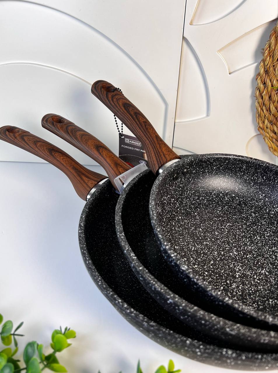 طقم طاسات جرانيت أسود  3قطع