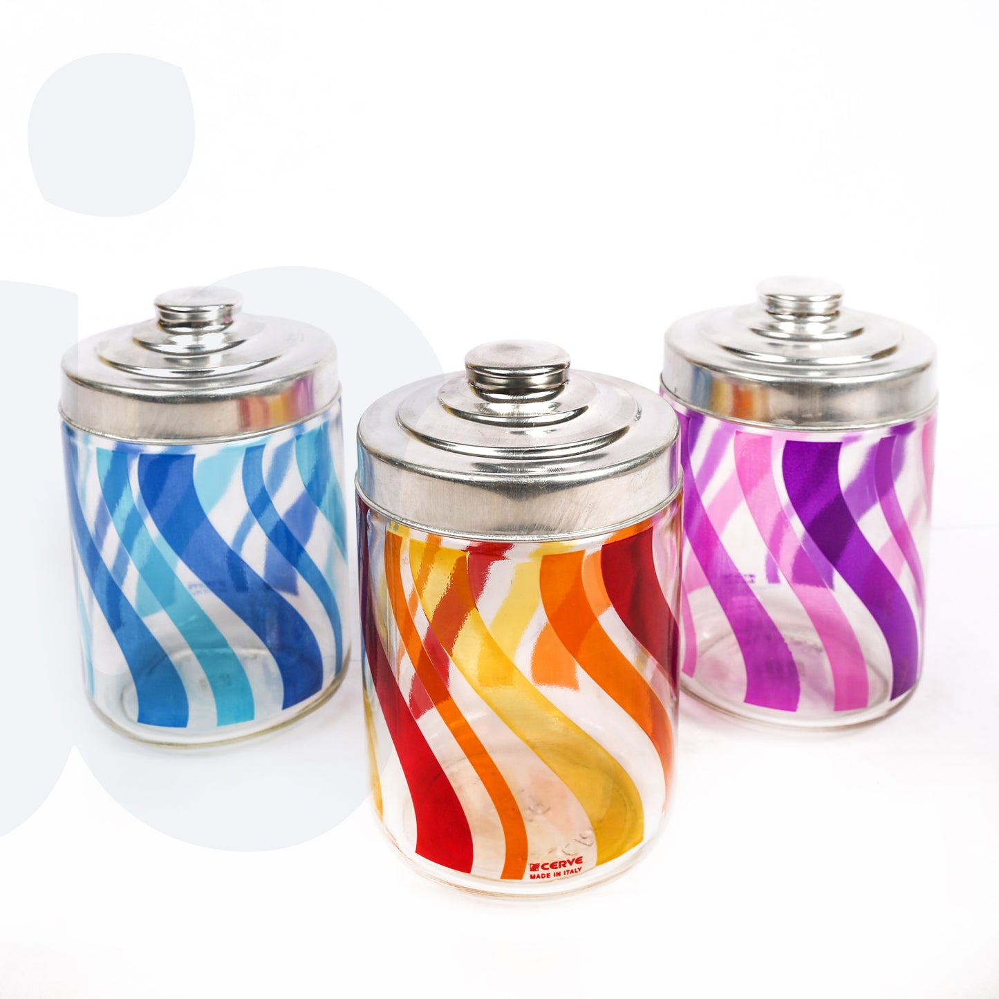 طقم برطمانات زجاج مزخرفة بغطاء محكم لحفظ المواد الغذائية – 3 قطع