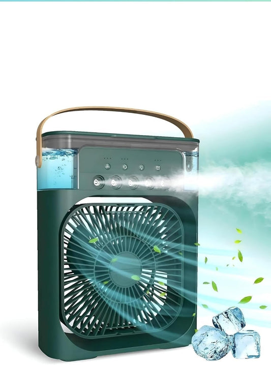 مروحة تكييف هواء محمولة صغيرة – 3 سرعات، مبرد تبخيري ومرطب هواء مع مؤقت وإضاءة LED بـ7 ألوان