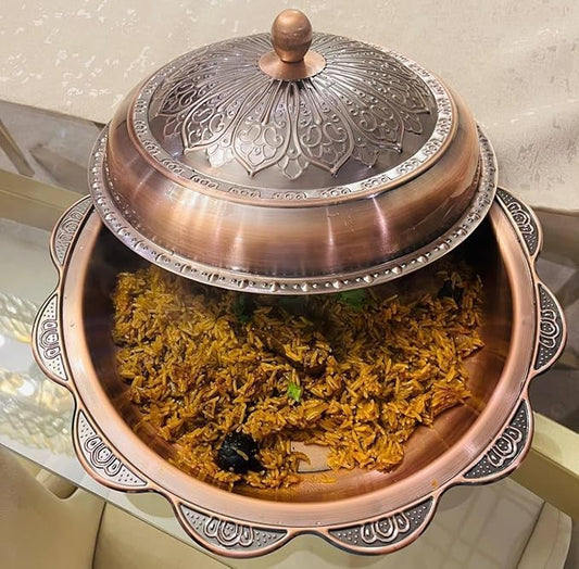 صينية كبسة نحاسية ديكورية – نقوش تراثية أنيقة