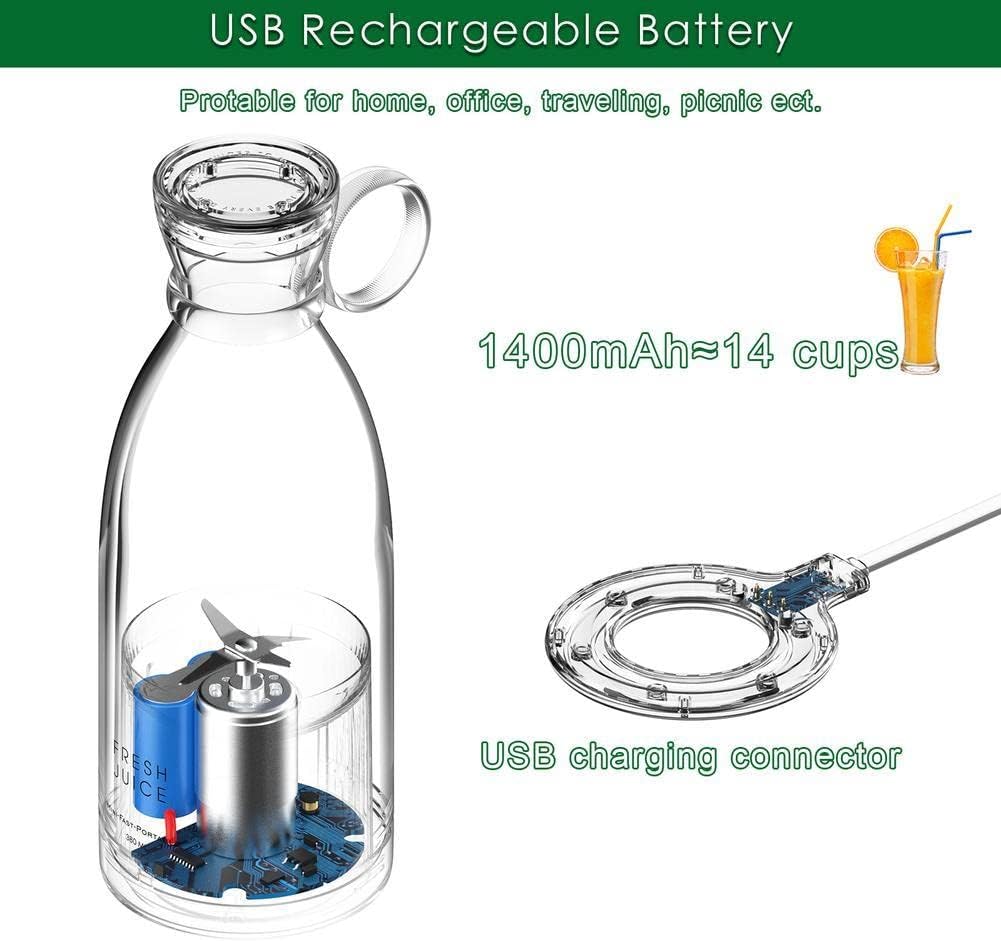 بلندر عصائرصغير محمول سريع كهربائي قابل لإعادة الشحن بمنفذ USB لتحضير العصير والسموذي الطازج – ألوان متعددة، 50 واط