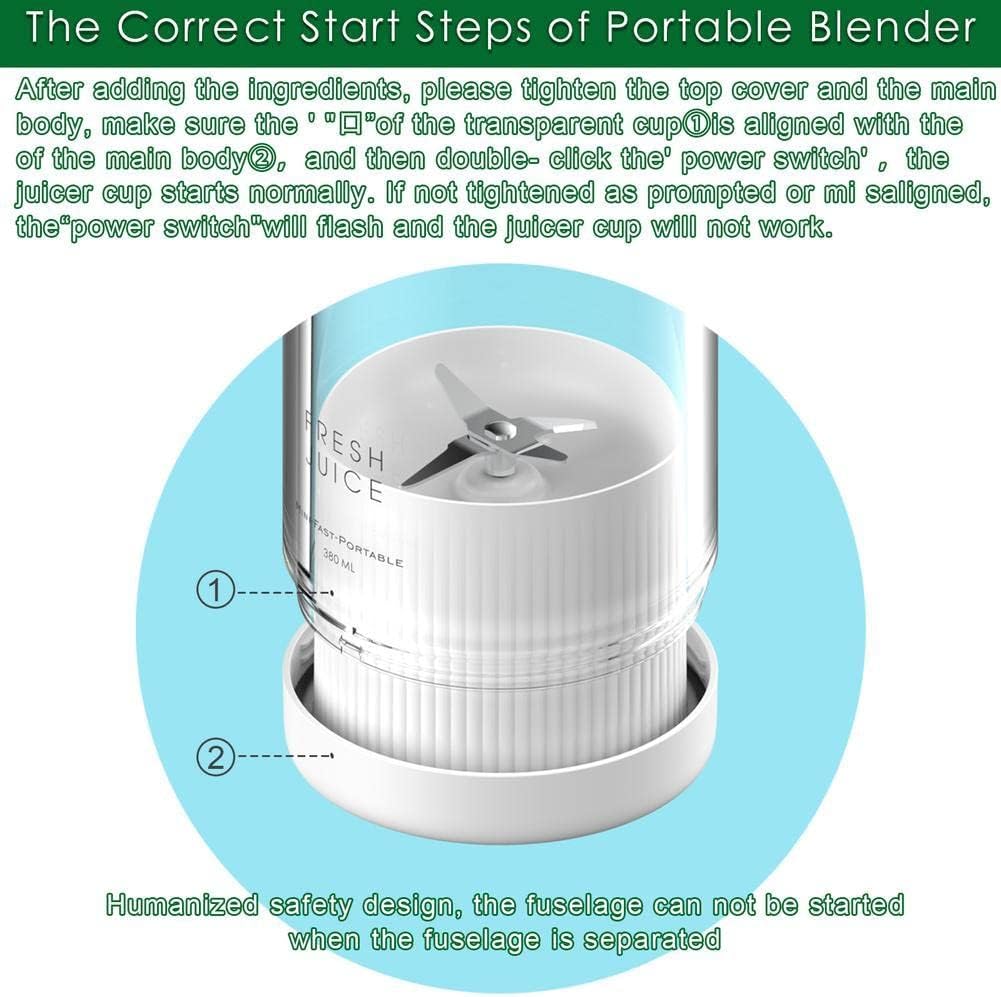 بلندر عصائرصغير محمول سريع كهربائي قابل لإعادة الشحن بمنفذ USB لتحضير العصير والسموذي الطازج – ألوان متعددة، 50 واط