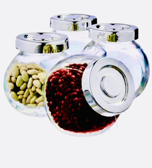 طقم 4 برطمانات زجاج للتوابل والفواكه المجففة 130 مل