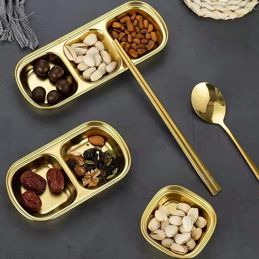 طبق صوصات مقسم من الستانلس ستيل – صينية غمس مستطيلة للأطعمة والمقبلات