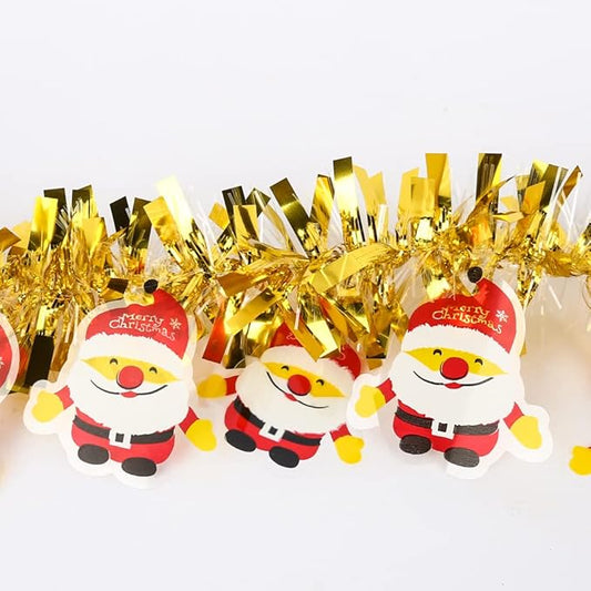 جارلاند كريسماس مزينة بجليتر لامع مع مجسّم سانتا كلوز – طول 2 متر وسُمك 7 سم لإطلالة احتفالية مشرقة