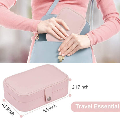 علبة مجوهرات صغيرة للسفر – جلد صناعي متعدد الألوان