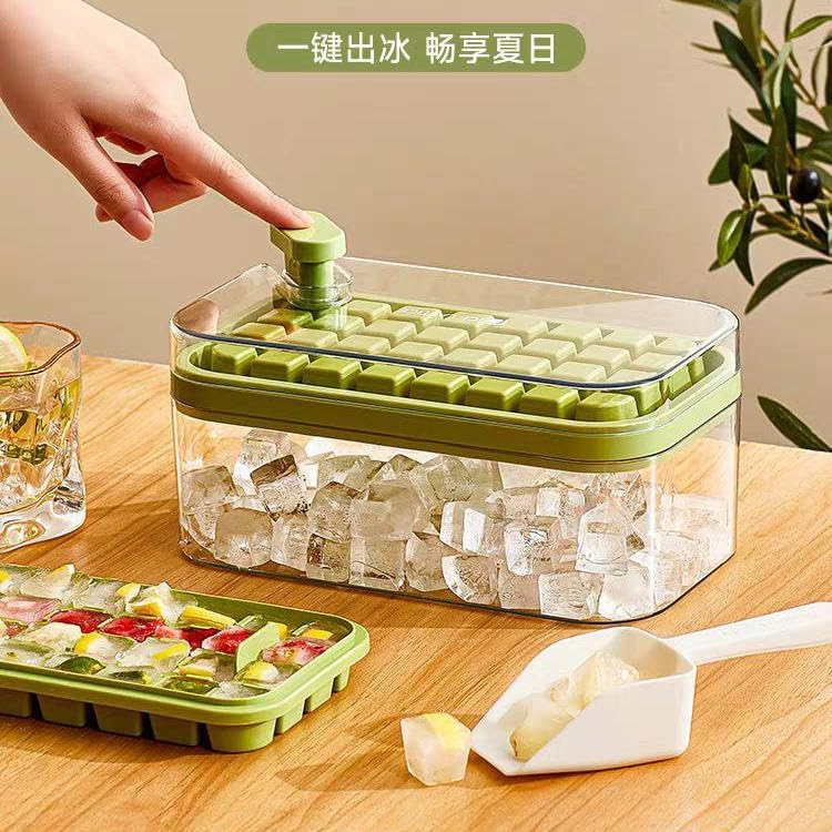صينية مكعبات ثلج مع غطاء وسلة عبوتان