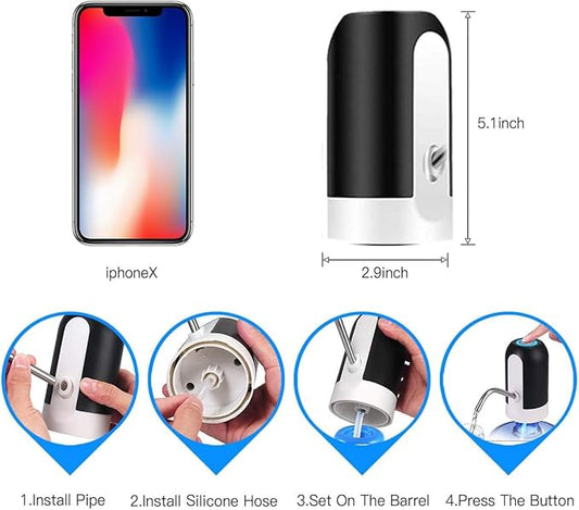 موزع مياه كهربائي يعمل بالشحن USB، مصمم خصيصًا لزجاجات المياه سعة 5 جالون، يمنحك طريقة سهلة وآلية للحصول على الماء بضغطة زر واحدة