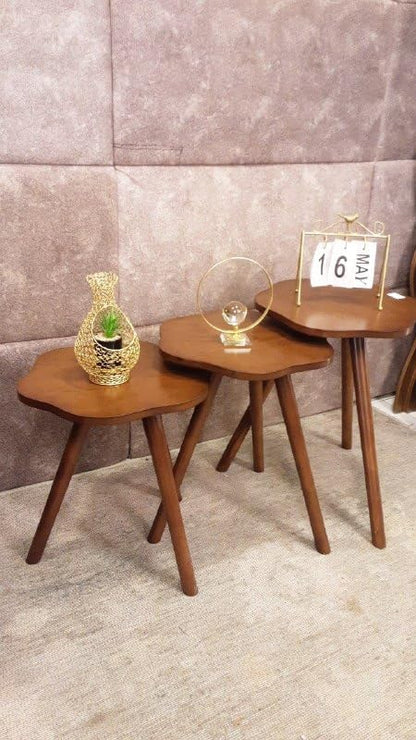 طقم طاولات قهوة خشبية متداخلة - تصميم عصري وأنيق