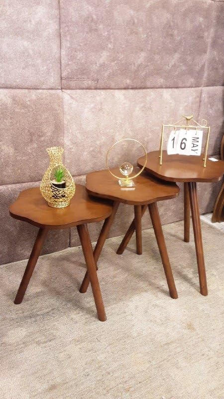 طقم طاولات قهوة خشبية متداخلة - تصميم عصري وأنيق