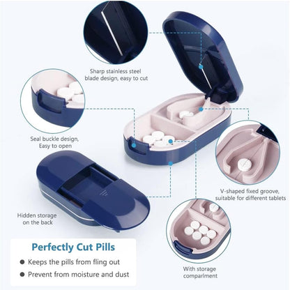 قطّاعة وحافظة حبوب الدواء المحمولة – بتصميم آمن وسهل الاستخدام