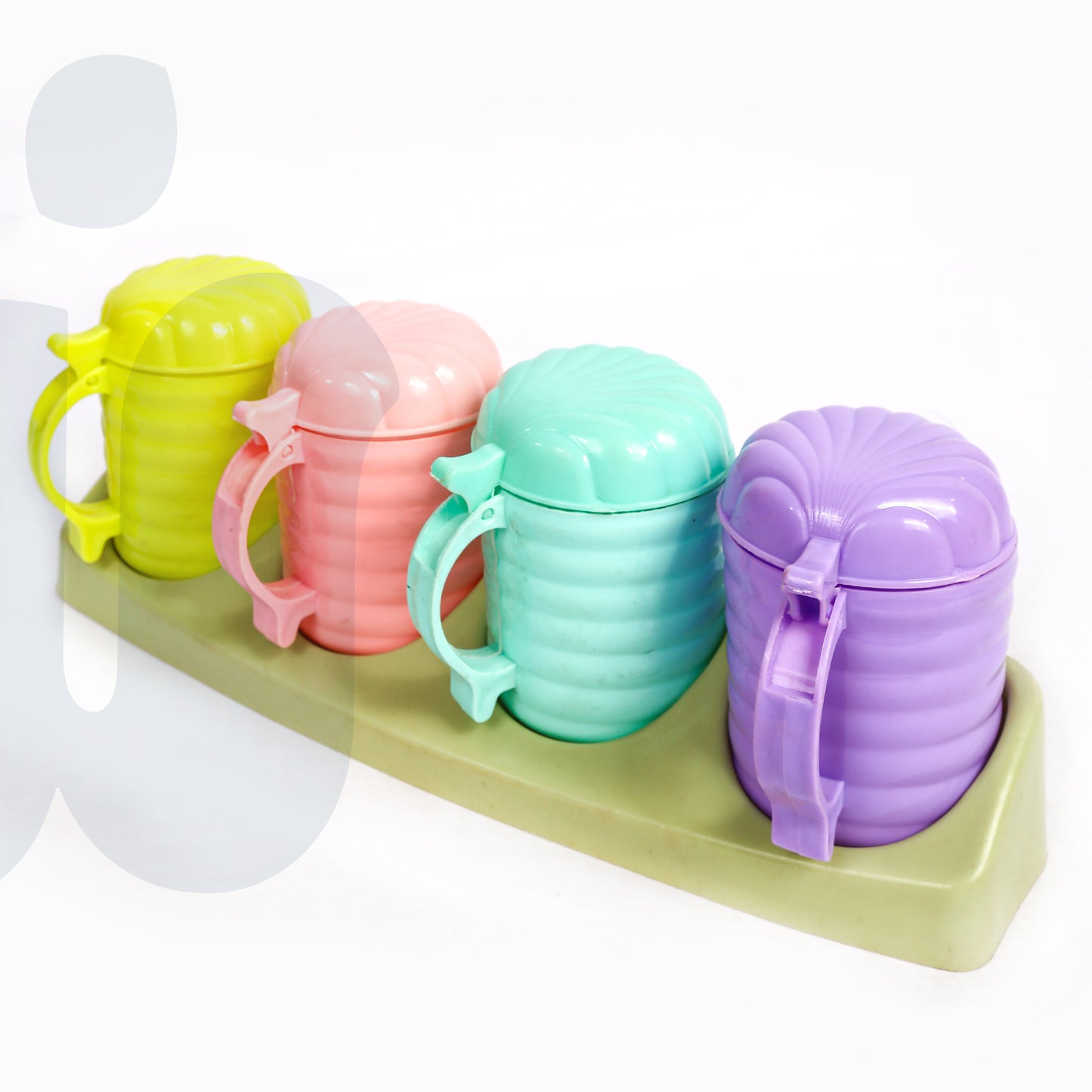 طقم برطمانات توابل بلاستيك ملون 4 قطع