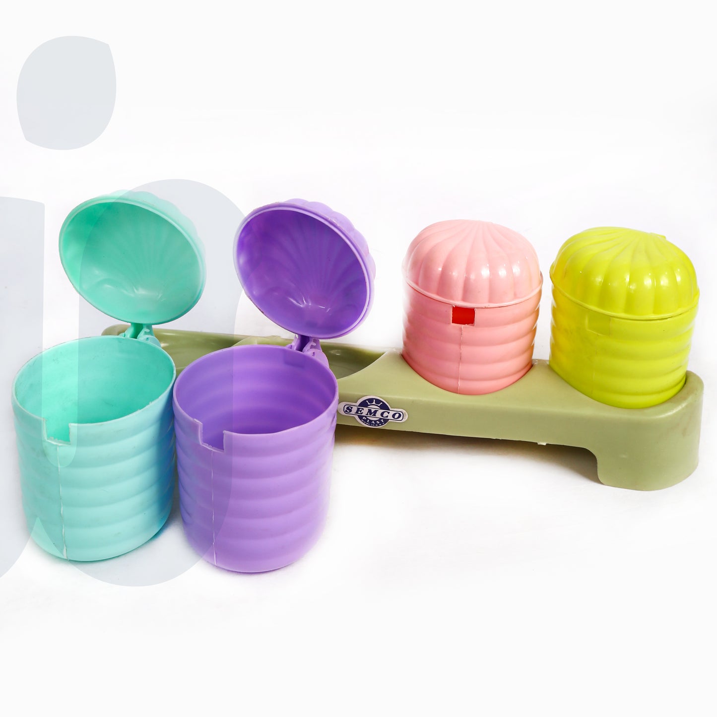 طقم برطمانات توابل بلاستيك ملون 4 قطع