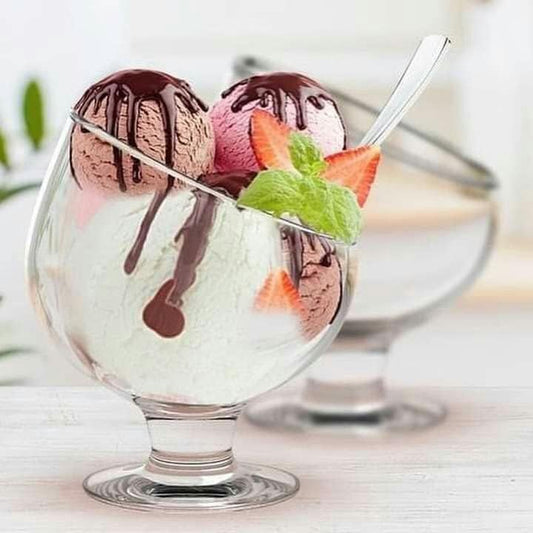 وعاء آيس كريم زجاجي أنيق – قطعة واحدة بتصميم مميز للتقديم