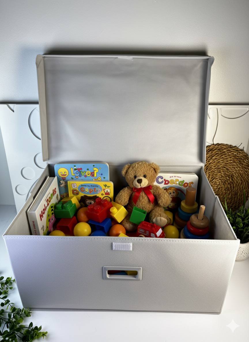 بوكس تخزين كتان بغطاء 30/40/60 سم