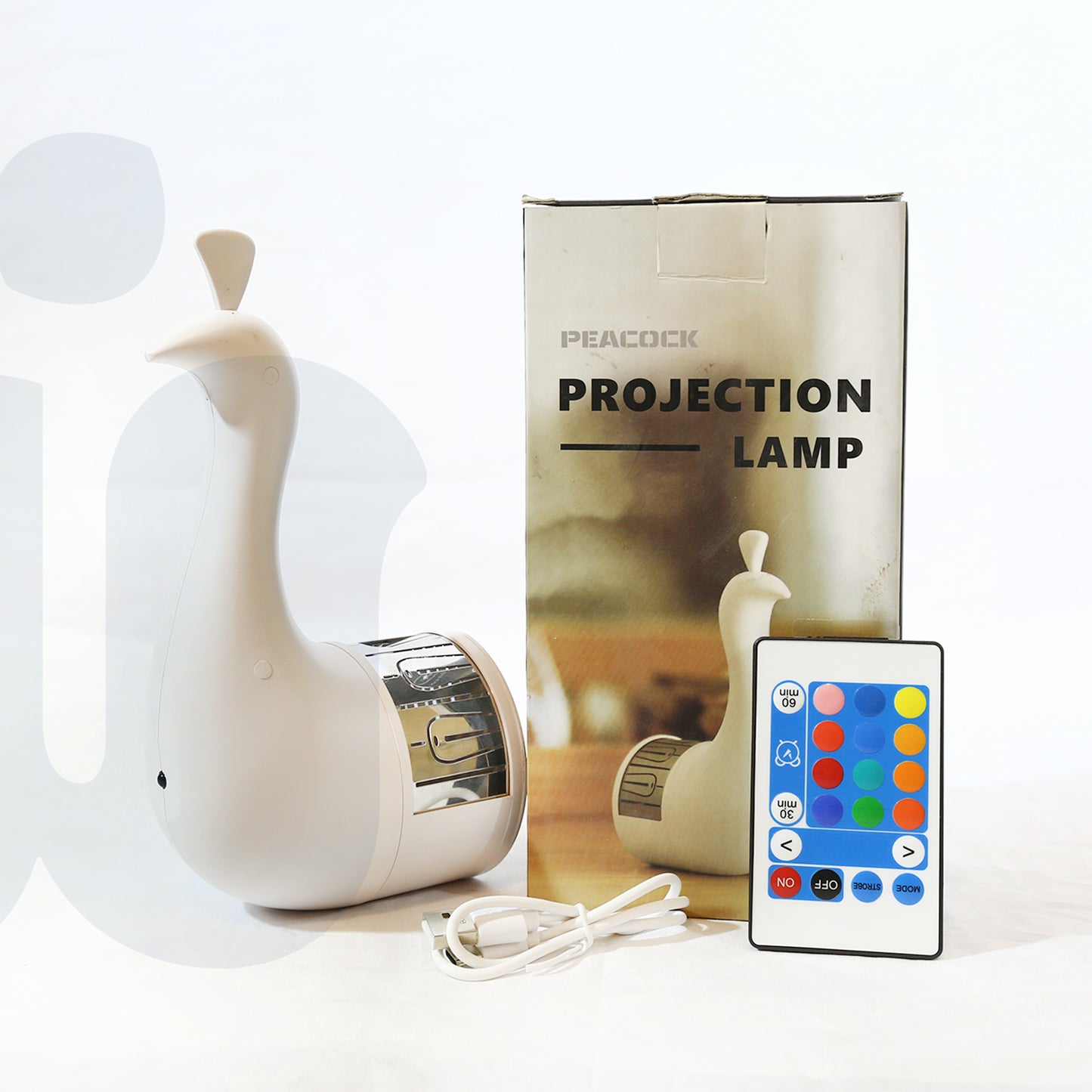 مصباح جداري على شكل طاووس بإضاءة LED متعددة الألوان – مصباح إسقاط ليلي مع جهاز تحكم عن بُعد وشحن USB