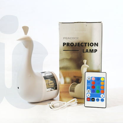 مصباح جداري على شكل طاووس بإضاءة LED متعددة الألوان – مصباح إسقاط ليلي مع جهاز تحكم عن بُعد وشحن USB