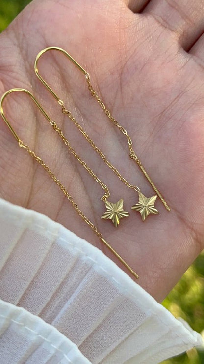 حلقان متدلية من الستانلس ستيل باللون الذهبي بتصميم نجمة