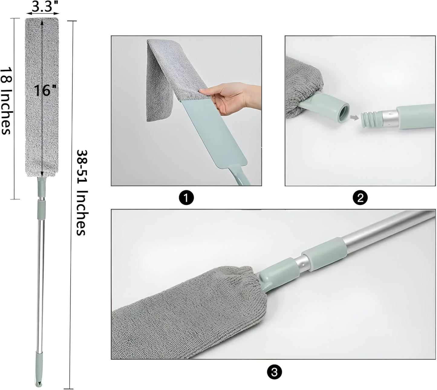 منفضة غبار ميكروفايبر قابلة للتمديد والتنظيف العميق