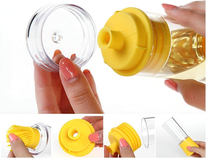 زجاجة توزيع زيت والخل مع فرشاة سيليكون