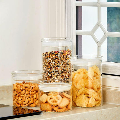 علب تخزين زجاجية مع أغطية محكمة الغلق – طقم 4 قطع