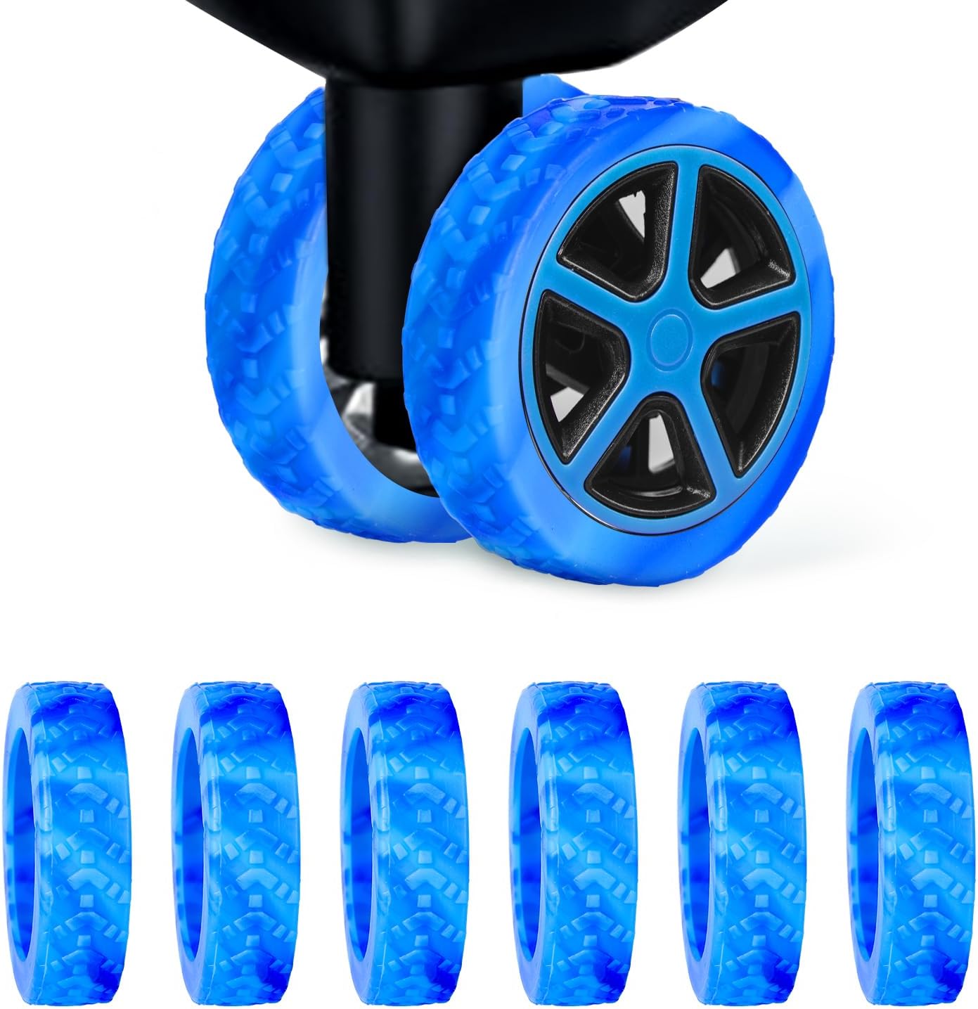 أغطية عجلات الأمتعة السيليكونية السميكة(لون ازرق)
