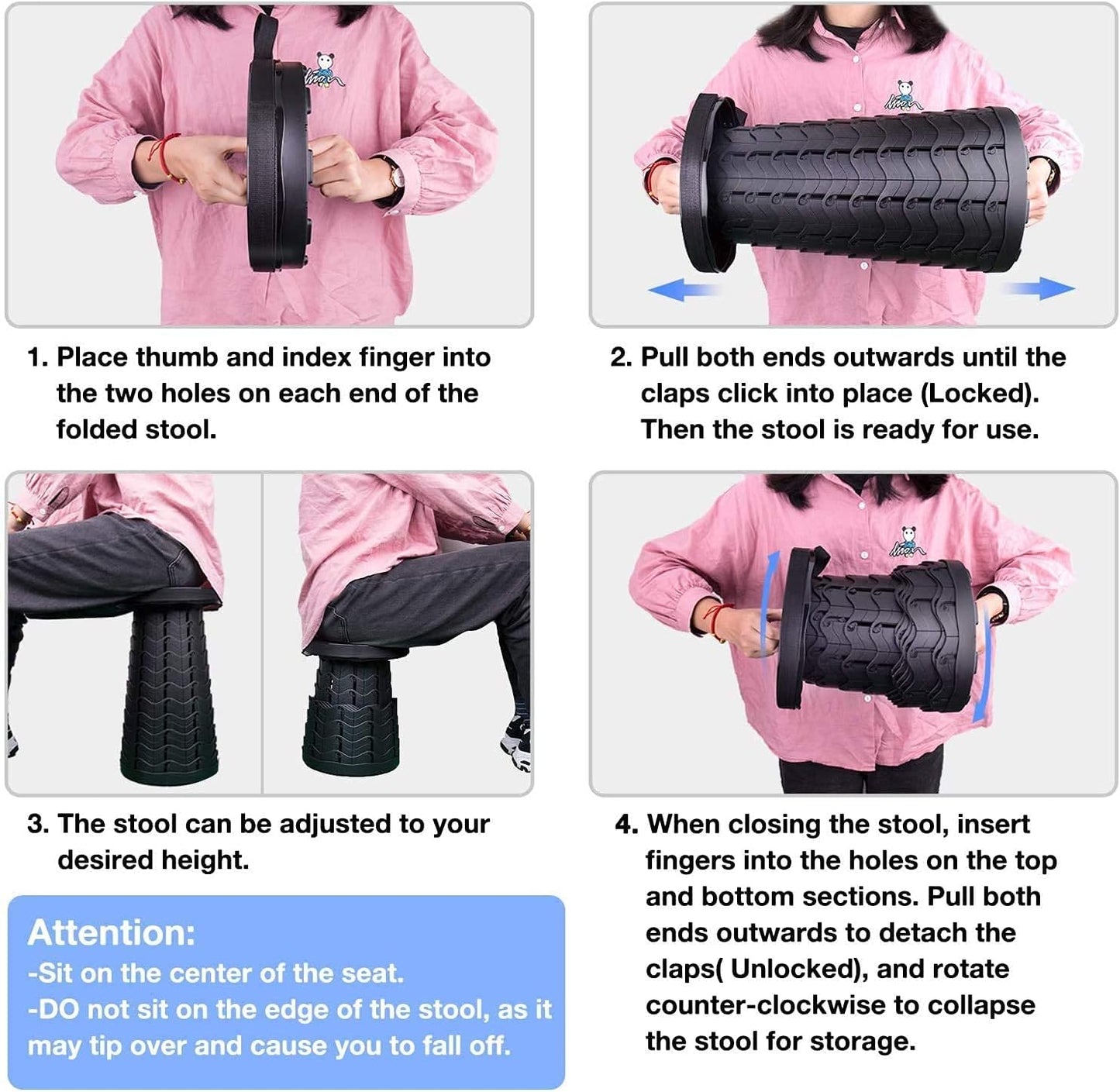 كرسي تلسكوبي محمول قابل للطي للتخييم وصيد الأسماك