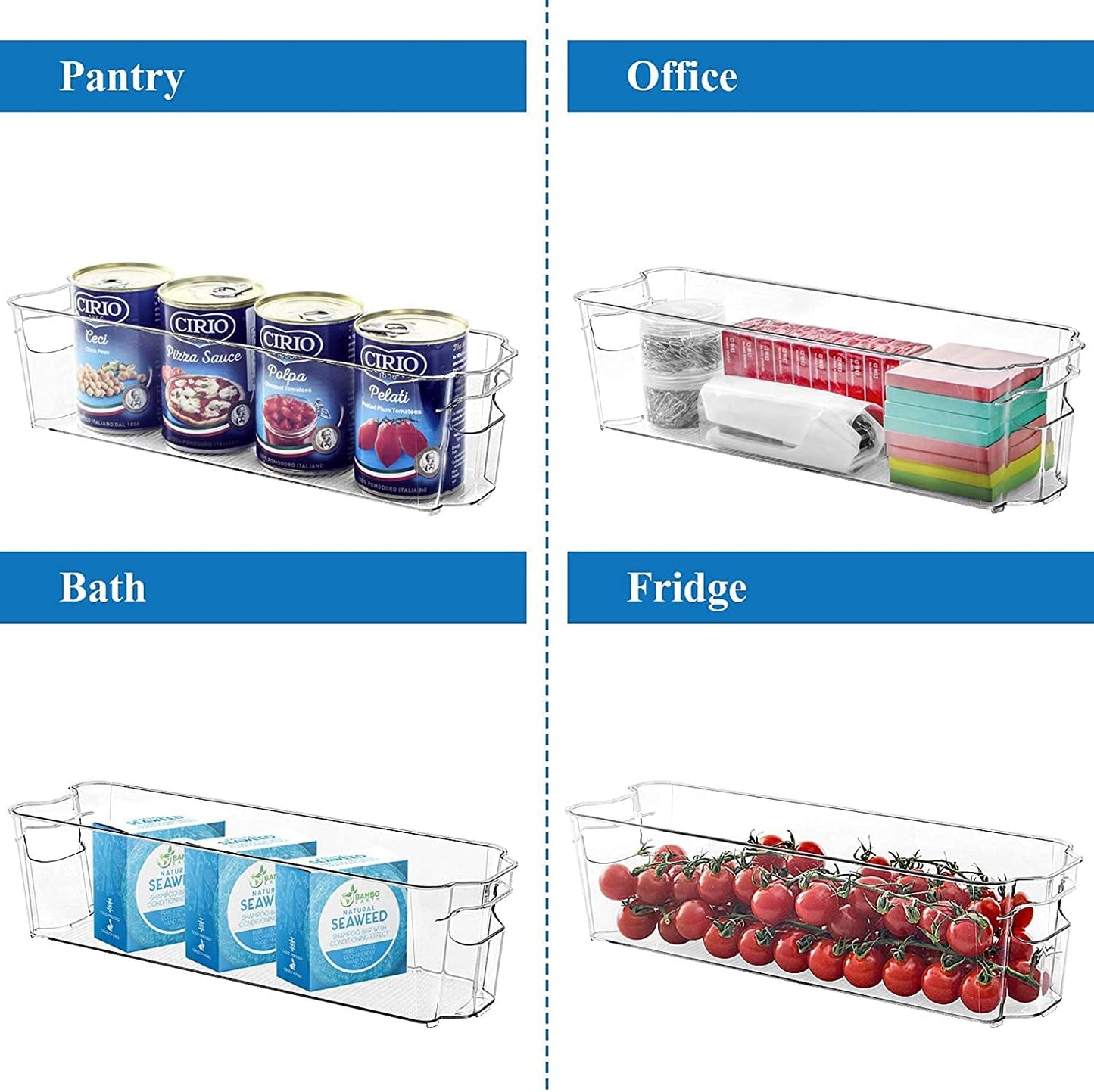 صندوق تنظيم الثلاجة والتخزين الشفاف من الأكريليك