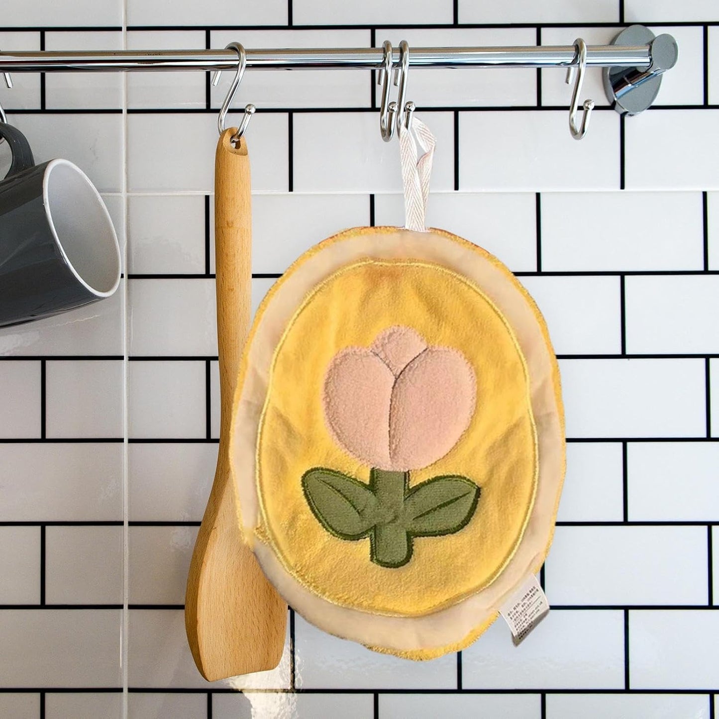 منشفة يد ماصة سريعة الجفاف بتصميم زهري – مناسبة للمطبخ والحمام