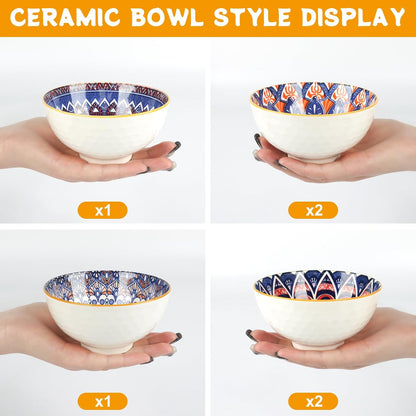 بولة سيراميك سعة 300 مل – طقم هدايا مكون من 6 بولات صغيرة بنمط ريترو بوهيمي بـ 4 ألوان