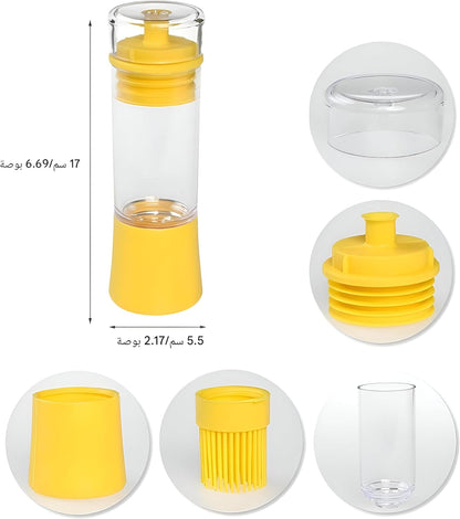 زجاجة توزيع زيت والخل مع فرشاة سيليكون