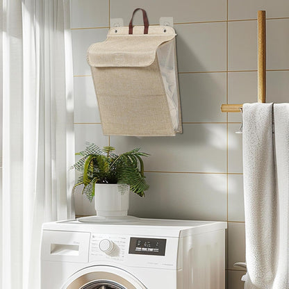 سلة غسيل مثبتة على الحائط، حاوية قماشية قابلة للطي، سعة كبيرة للملابس