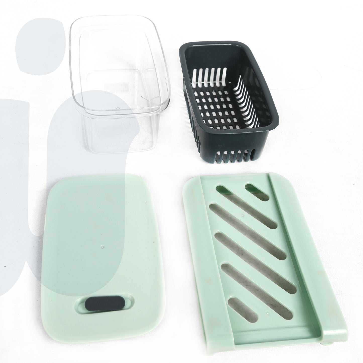 علبة تخزين للثلاجة بغطاء قابل للتصفية وسلة داخلية