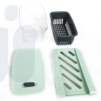 علبة تخزين للثلاجة بغطاء قابل للتصفية وسلة داخلية