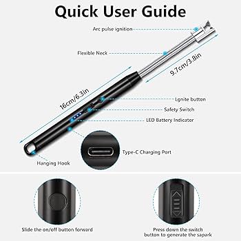 ولاعة غاز كهربائية قابلة لإعادة الشحن عبر USB – برقبة مرنة وتصميم طويل لإشعال الشموع والموقد