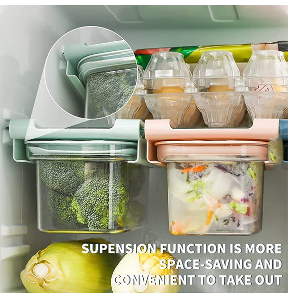 علبة تخزين للثلاجة بغطاء قابل للتصفية وسلة داخلية