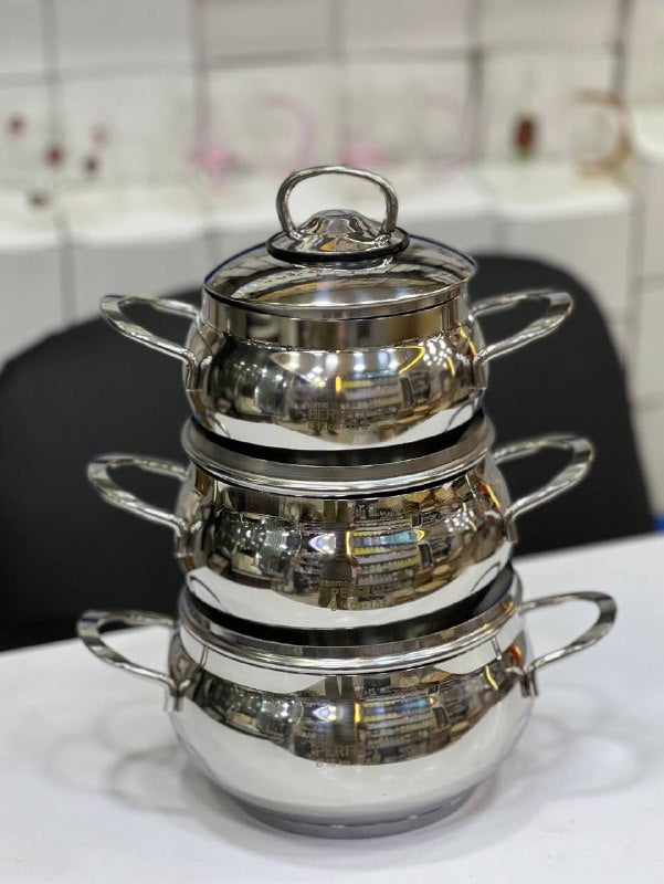 طقم حلل استانلس تركي بومبيه 3 قطع