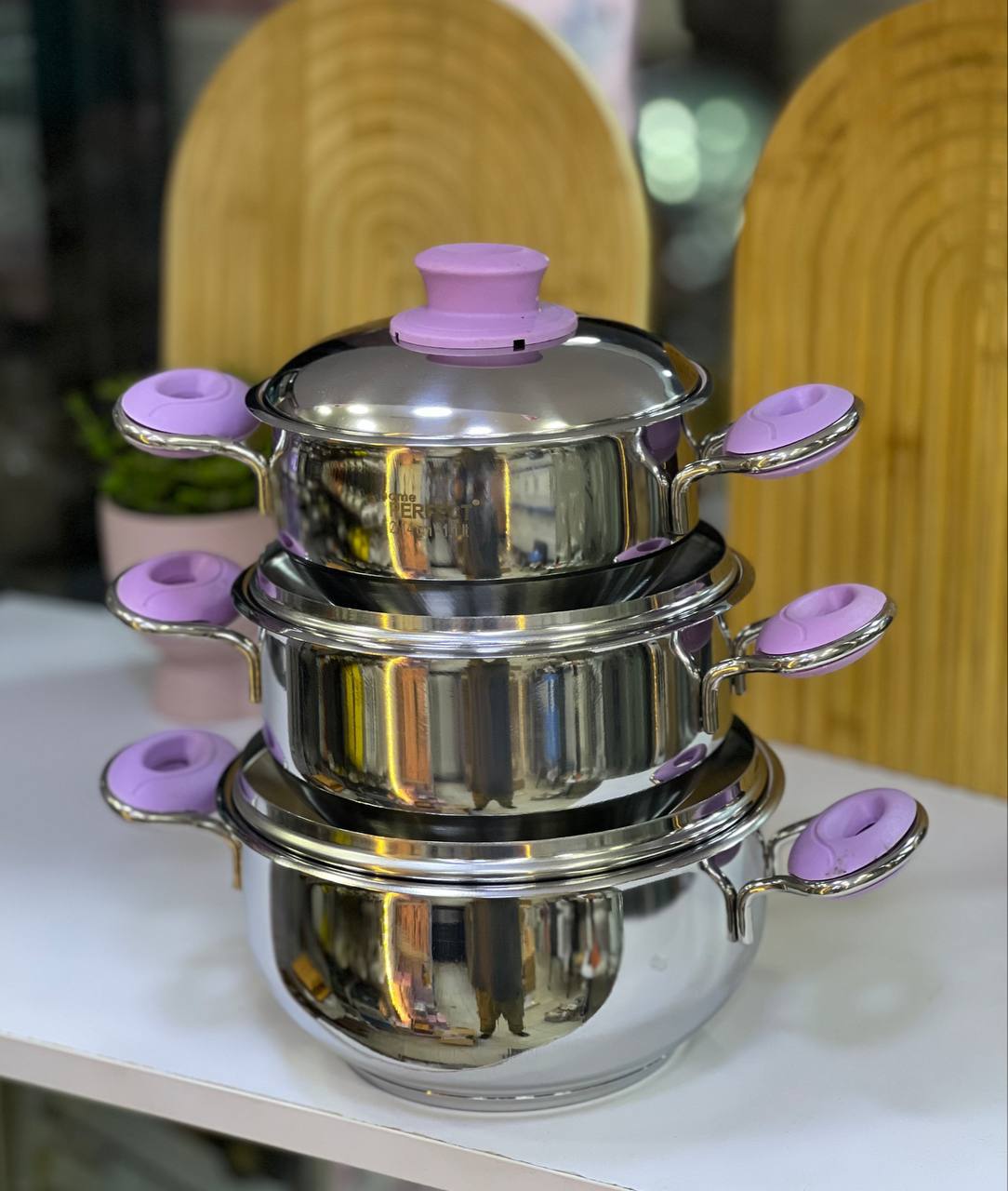 طقم حلل استانلس بيد ملونة 3 قطع