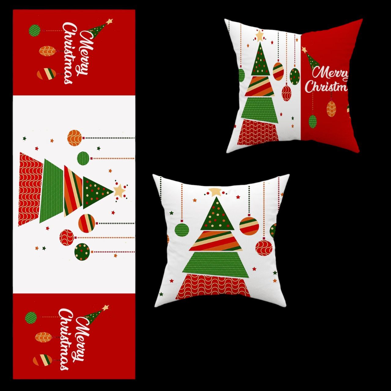 طقم رانر قطيفة مع كوشن 2 قطعة – 45×45 سم