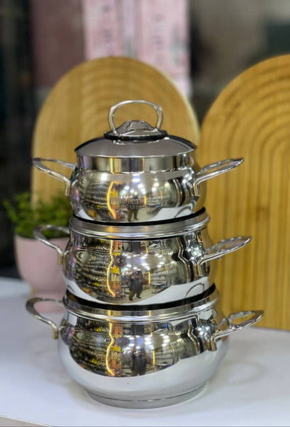 طقم حلل استانلس تركي بومبيه 3 قطع