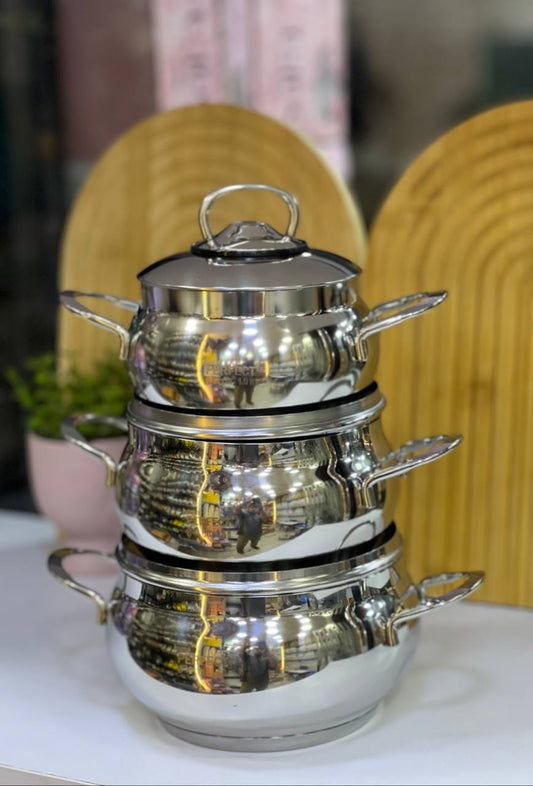 طقم حلل استانلس تركي بومبيه 3 قطع