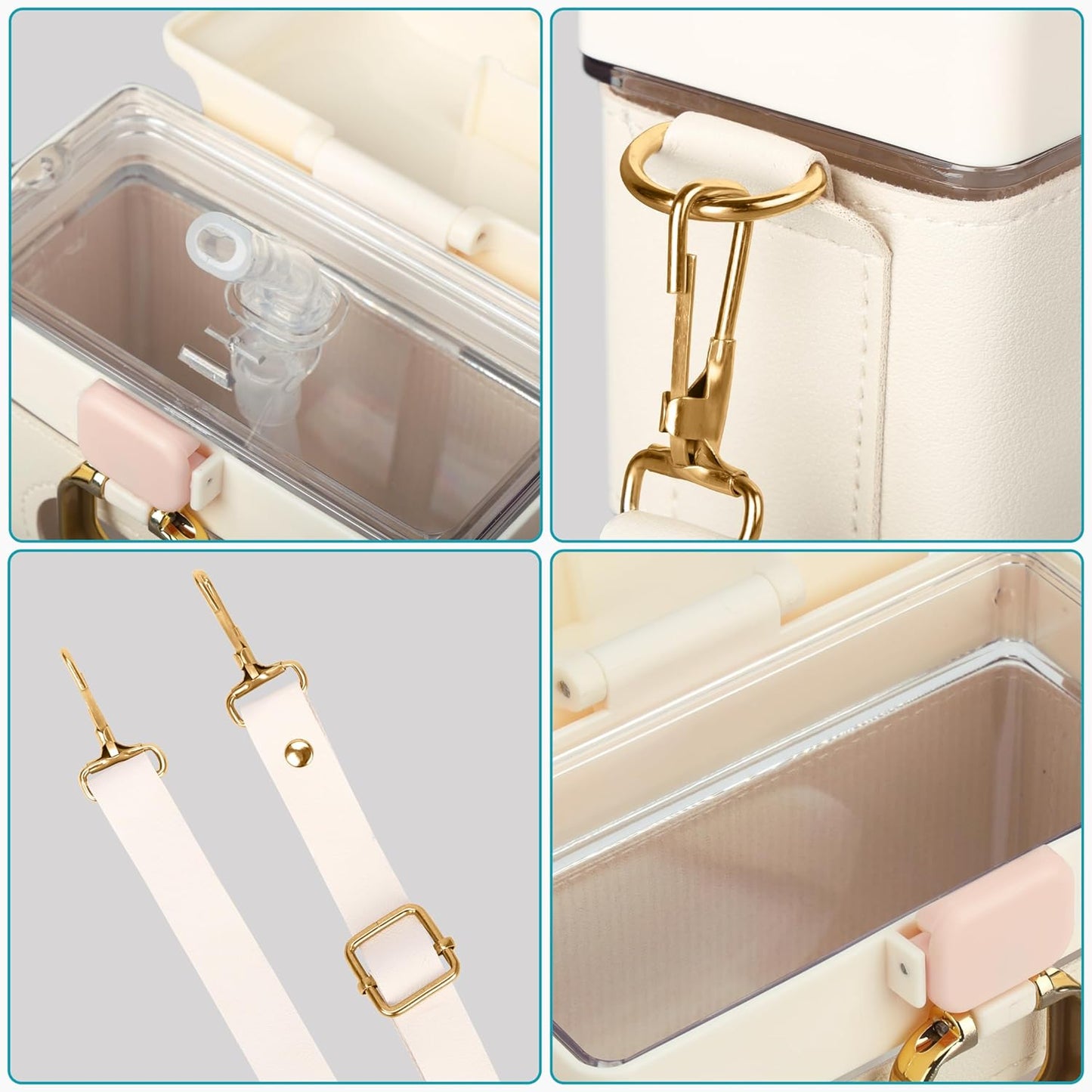 زجاجة مياه مربعة بسعة 700 مل مع حزام قابل للتعديل وشفّاطة – تصميم عملي وأنيق مانع للتسريب