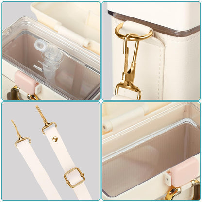 زجاجة مياه مربعة بسعة 700 مل مع حزام قابل للتعديل وشفّاطة – تصميم عملي وأنيق مانع للتسريب